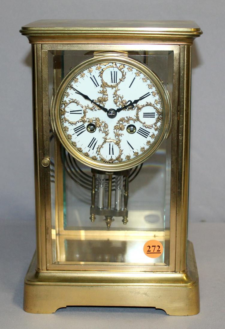 Antique Jappy Ferrese Brass Crystal Regulator Clock (1 of 6)