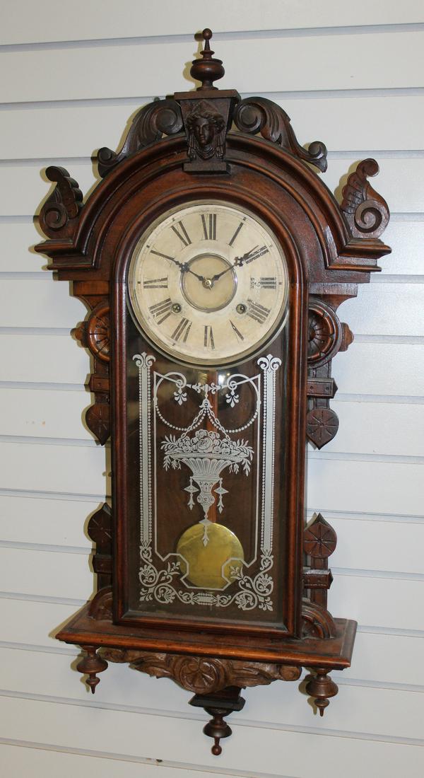 William L Gilbert "Columbia" Walnut Wall Clock (1 of 7)