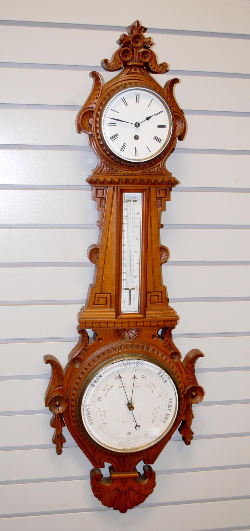 Antique Balfour  Bros Walnut Clock, Barometer, (1 of 4)