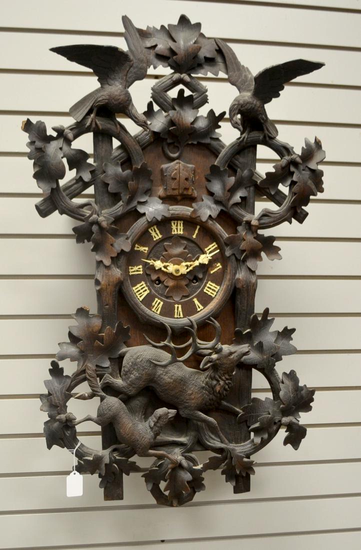 32" Tall Black Forest Double Fusee Wall Cuckoo Clock (1 of 12)