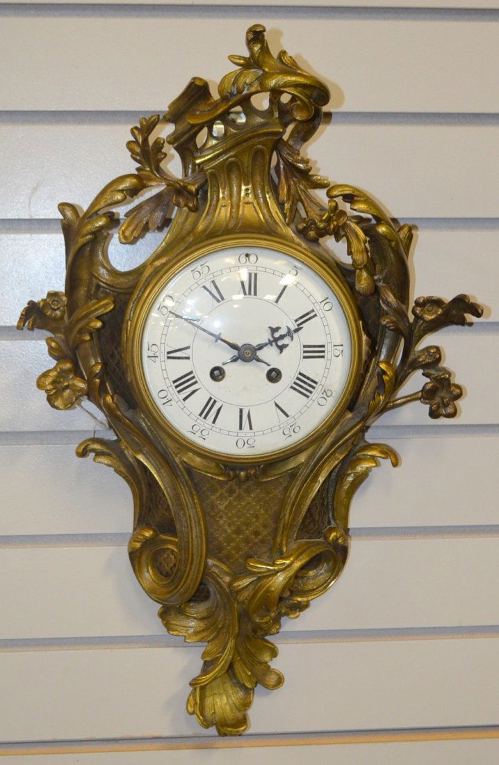 Antique Ornate Brass French Cartel Wall Clock (1 of 7)