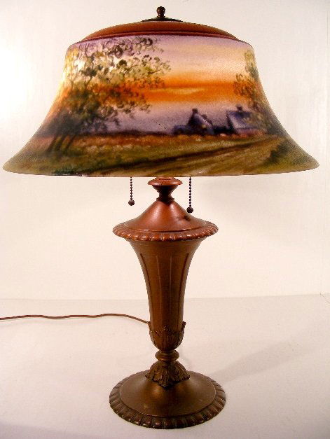 72 Signed Pairpoint Lamp Fall Harvest Scenic Shade
