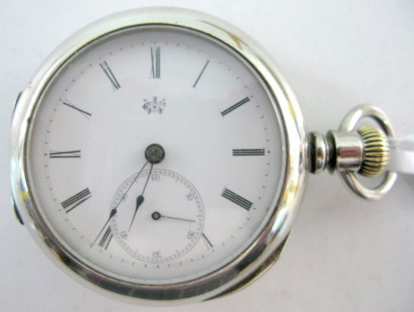 Columbus 15J 18S Early by Gruen Pocket Watch: Columbus 15J 18S Early by Gruen Pocket Watch: private label marked Saxton & Hendrick, St. Joseph, MO. Watch is a side winder, Dueber silveroid case; marked C.W. Co. Watch just serviced. (Chips, scratc