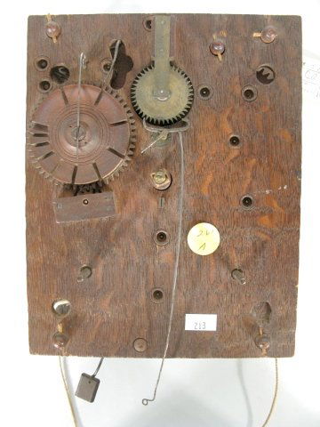 Henry Terry Wood Clock Works: Henry Terry Wood Clock Works: figure 8 access on the back. Appears to be complete, but sells as is. Identified by owner. 8 1/8" x 6 1/2" All items sell As Is, Where Is, no guarantees of any kind. We a