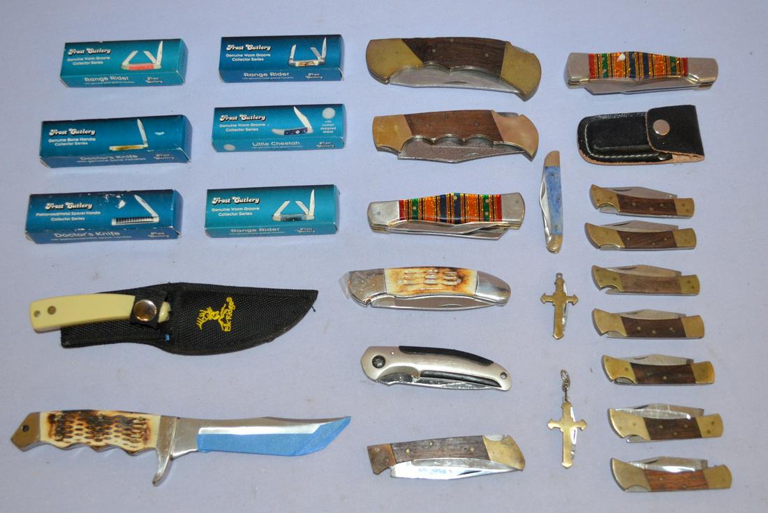 26 knives: 26 knives - pakistan, frost cutlery, elk ridge and others.