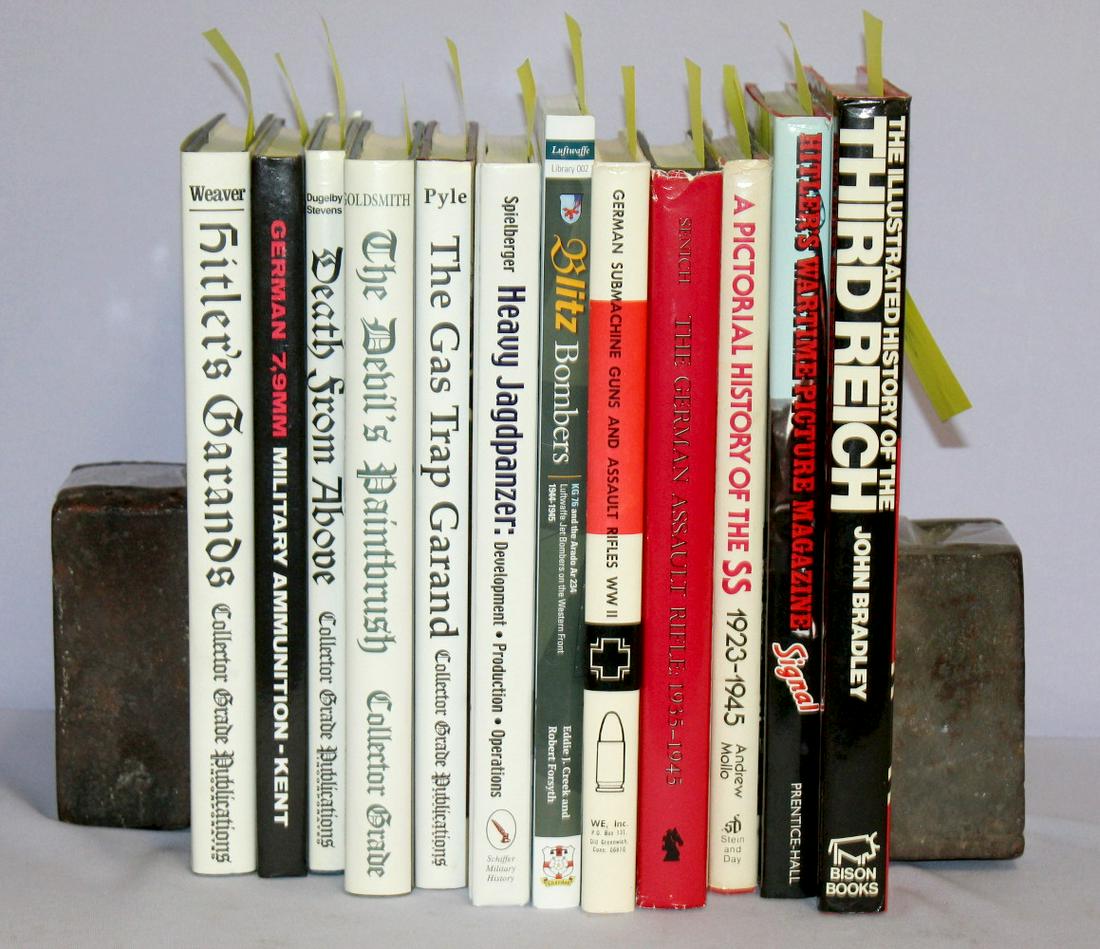 12 books of German Military and weapons.: 12 Books of German Millitary and Weapons. 1- Hitler's Garands by W. Darrin Weaver, 361 pages. 2- German 7, 9 MM Military Ammunation Daniel W. Kent. 3- Death from Above by Thomas B. Dugelby, 147 pages.