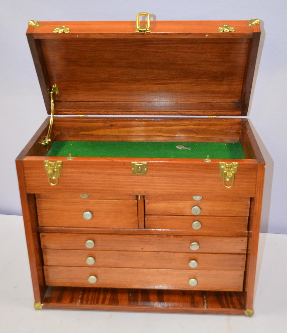 Tool Box with Lift Lid and 8 Drawers: Tool Box with Lift Lid and 8 Drawers: not antique but nice, 17 3/4"T 20 1/2"W and 10"D
