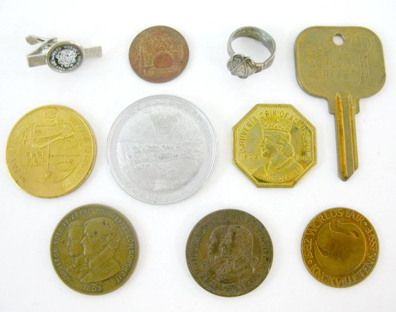 Group of Assorted World Fair Collectibles: Group of Assorted World Fair Collectibles: 1.) Adjustable ring with earth as the top; band says "New York World's Fair"; inside of band marked 1961 N.Y.W.F. 1964-65 E.P.N.S. TH. Marthinsen Norway. 2.)