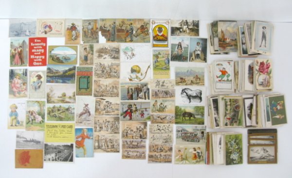 Over 350 Vintage Assorted Postcards: Over 350 Vintage Assorted Postcards: Thanksgiving, Native American, Bull Fighters, Scenic, Pastoral, Floral, Comic, Military, Animal, Art, Romantic, Bathing Beauties, Black Advertising, Decoration and