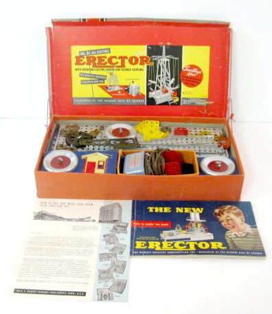 Gilbert Co. Erector Set No.6 1/2: Gilbert Co. Erector Set No.6 1/2: all electric; boxed with instruction booklet. Made by A.C. Gilbert Co. New Haven, Conn. (Box top corners torn; top has a hole punched in.) 4" x 18" All items sell As