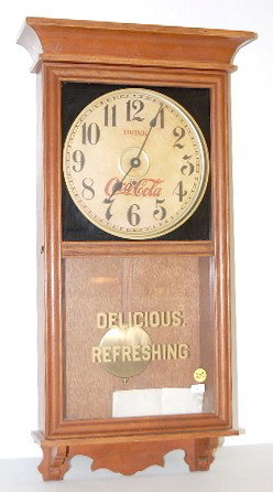 Modern Drink Coca Cola Advertising Regulator: Modern Drink Coca Cola Advertising Regulator: hanging model made by the Craft Products Co. of St. Charles, Ill. Battery powered movement. 26 1/2" long All items sell As Is, Where Is, no guarantees of 