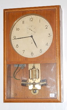 Junghans Ato Electric Mantle Clock: Junghans Ato Electric Mantle Clock: Ato is on the 8 1/2" dial, a German language label inside the case. In a mahogany case. (Not tested, movement is loose in the case. Maybe other unknown problems.) 1