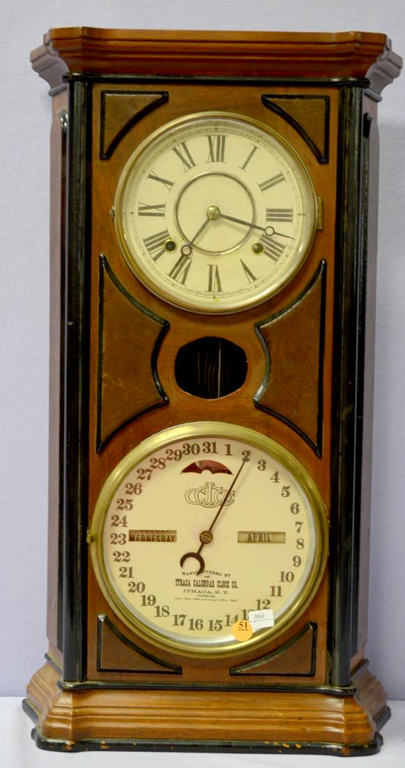 Antique Ithaca Double Dial Calendar Clock (1 of 4)