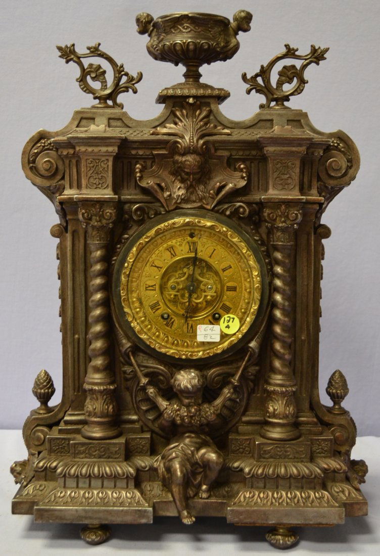 Antique Ansonia Pennsylvania Metal Figural Clock (1 of 5)