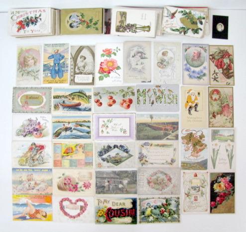400 Holiday & Greeting Postcards: 400 Holiday & Greeting Postcards: mostly Christmas with a few New Year; Thanksgiving; scenic; friendship and other cards. Also contains Land Department Northern Pacific Ry Co. tradecard; a puzzle post