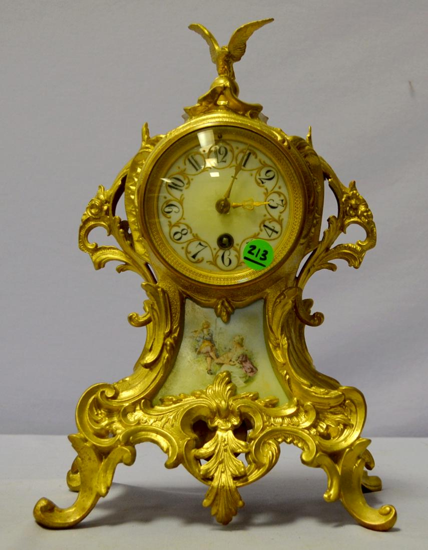Antique French Metal Desk Clock (1 of 5)