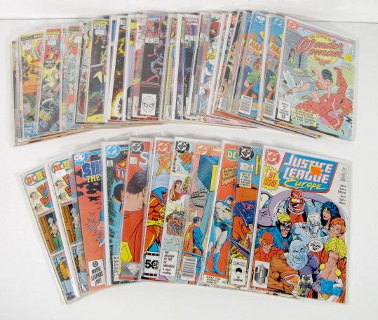 50 Assorted DC & Marvel Comics, 25 Cents to $1.00: 50 Assorted DC & Marvel Comics, 25 Cents to $1.00: 24 DC including Wonder Woman, Justice League, Superman, Batman, Krypton Chronicles, Star Squadron. 26 Marvel including 12 Conan the Barbarian, The Si