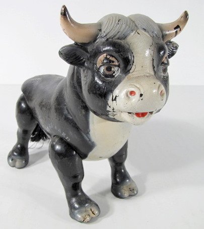 Walt Disney Ferdinand the Bull Toy: Walt Disney Ferdinand the Bull Toy: marked W.D. Ent. Ideal Novelty & Toy Co. Made in U.S.A.; stenciled Ferdinand and bee. All original. (Some crazing and paint loss.) 8 1/2" x 9" All items sell As Is,