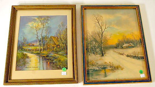 2 Wm. Thompson Prints: Moonbeam & Winter: 2 Wm. Thompson Prints in Original Frames: 1.) Moonbeam Reflections, 16 3/4" x 13 5/8" 2.) Winter scene, 17" x 13 1/8" (Both have new back papers.) All items sell As Is, Where Is, no guarantees of any 