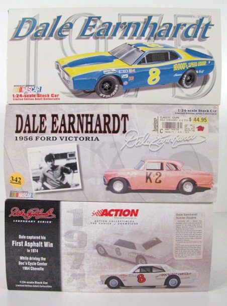 3 Dale Earnhardt Collector's Cars, Boxed: 3 Dale Earnhardt Collector's Cars, Boxed: 1.) 1956 Ford Victoria 2.) 1964 Chevelle 3.) 1975 50th Anniversary car No condition problems; mint in box. All items sell As Is, Where Is, no guarantees of an