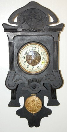 Gustav Becker Art Nouveau Free Swinger: Gustav Becker Art Nouveau Free Swinger: time and strike with Iveroid chapter ring dial; nice floral embossed pendulum; winds and chimes. 31" and running at this time All items sell As Is, Where Is, no