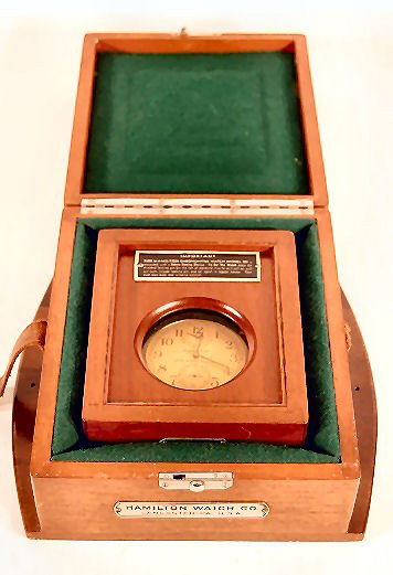 Hamilton 21J Model 22 Ships Chronometer: Hamilton 21J Model 22 Ships Chronometer: it is in 2 mahogany boxes, but not mounted. Formed as a large pocket watch. On the case's back is "Bureau of Ships-U.S. Navy-N167-1941-Chronometer Watch". The