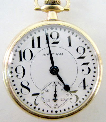 Waltham Mod 08 17J 16S OF LS GF Pocket Watch: Waltham Mod 08 17J 16S OF LS GF Pocket Watch: serial no.27527915; DMK; the SSD looks good. The yellow SBB Royal 20yr case by B&B is numbered 6285730. (The case shows some wear.) Running at this time.