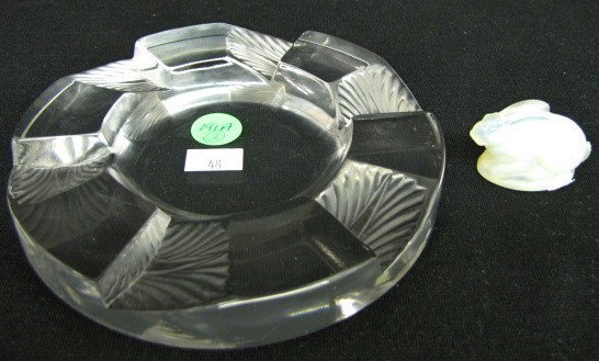 Sabino & Lalique Glass Items: Sabino & Lalique Glass Items: 1.) Signed Sabino rabbit. 2.) Signed Lalique France ashtray. No condition problems. Largest 5 3/4" All items sell As Is, Where Is, no guarantees of any kind. We accept Ma