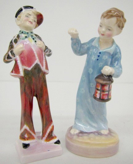 Doulton Wee Willie Winkie & Pearly Boy Figurines: Royal Doulton Wee Willie Winkie & Pearly Boy Figurines: 1.) Wee Willie Winkie, HN2050, 1948. 2.) Pearly Boy, HN2038, no date. No condition problems. Tallest 5 3/4" All items sell As Is, Where Is, no g