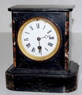 French Slate and Marble Mantle Clock