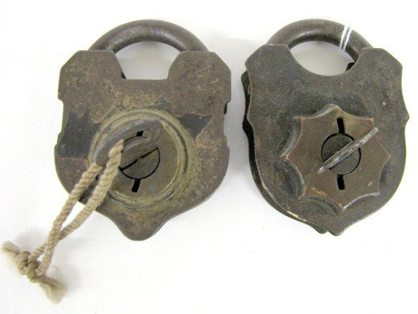 2 Antique Steel Padlocks w/Keys: 2 Old Steel Padlocks w/Keys: neither marked; both have keys; both lock and unlock. (In as is found condition.) 3 1/2" All items sell As Is, Where Is, no guarantees of any kind. We accept Mastercard & 