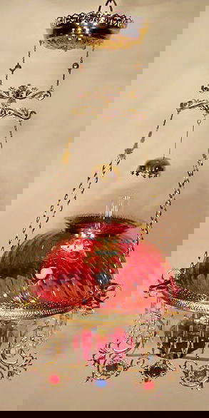 OIL CHANDELIER ~ A real Cranberry Swirl gone with the wind OIL CHANDELIER ~ A real Cranberry Swirl gone with the wind