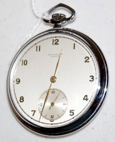 Golay Fils & Stahl 16S, OF, SW, Pocket Watch: Golay Fils & Stahl Pocket Watch: 16S, OF, SW, PS, no serial number on the ultra clean movement. The silver dial and nickel chrome case are also very clean. The inside back has 2 numbers, 55429 in smal