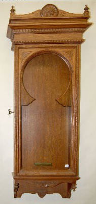 Large Carved Oak Wall Hanging Case: Large Carved Oak Wall Hanging Case: Great Condition. 50" This item ships F.O.B., which means you, the buyer, must make all packing and shipping arrangements. All items sell As Is, Where Is, no guarant
