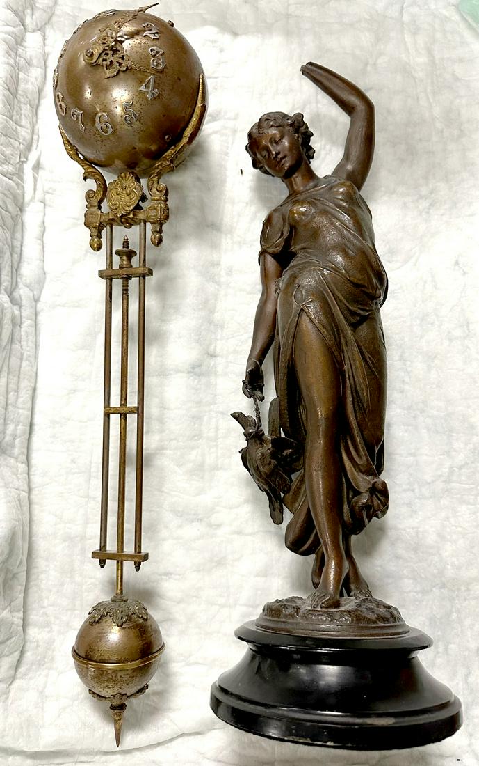 Ansonia Huntress Free Swinger Clock w/ broken arm. (1 of 6)