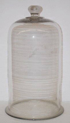 Clear Glass Dome with Knob Handle: Clear Glass Dome with Knob Handle: circa 19th Century. 18 1/2" Tall x 10 1/2" Wide. No Condition Problems. All items sell As Is, Where Is, no guarantees of any kind. We accept Mastercard & Visa, no pa