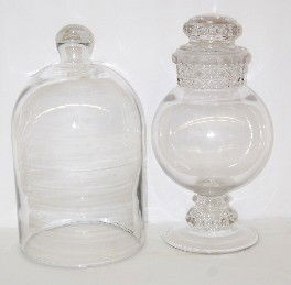 Counter Top Candy Display Jar & Glass Dome: Counter Top Candy Display Jar & Glass Dome the dome is 13" T x 8" Dia. inside; the candy jar is 16" T x 8" Dia. No Condition Problems. All items sell As Is, Where Is, no guarantees of any kind. We acc