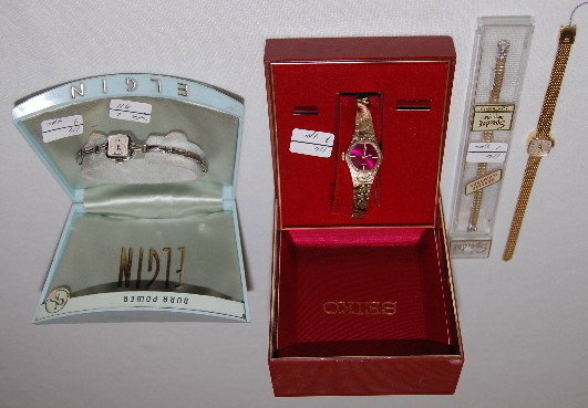 3 Ladies Wrist Watches: Perregaux, Elgin Plus : 3 Ladies Wrist Watches: Perregaux, Elgin Plus: 1.) Girard Perregaux 971, 103, 17J, Unadjusted. Inner case marked 13225 & 91208. Outer case marked 10K followed by a dash and either GF or GP on a 1/20 1