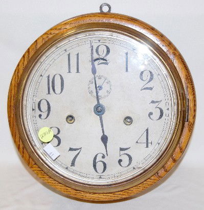 Seth Thomas Chronometer Lever Clock: Seth Thomas Chronometer Lever Clock: 8 day; T & S; marked paper dial with seconds bit; golden oak case. Not tested. 7" dial; 10" case. All Items Sell As Is, Where Is, No Guarantees of Any Kind. You mu