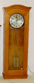 Standard Electric Time Co. Wall Clock: Standard Electric Time Co. Wall Clock: 12" stainless steel dial; glass mercury jars (Now empty.); pendulum; a weight is suspended in the solid cherry case. Not tested. 62 1/2" ***Please note, this ite