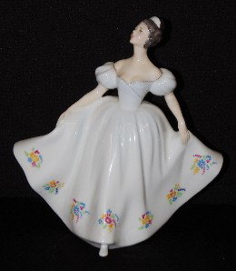 Royal Doulton Figurine Kate, HN 2789, 1977: Royal Doulton Figurine Kate, HN 2789: 1977; she wears a gown with floral designs; green marks includes the title, HN, date and Tableware Ltd. No condition problems. 7 1/4".
