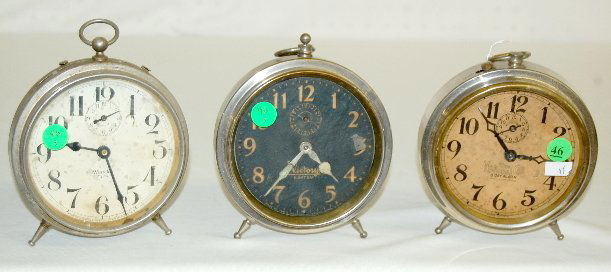 3 Antique Alarm Clocks, Victory & National Call: 3 Antique Alarm Clocks, Victory & National Call: Westclox; Big Ben: Untested. All sell as is.