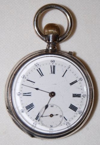 Remontoir 6J, 14S, OF Silver Pocket Watch: Remontoir 6J, 14S, OF, SW, PS, Silver, Pocket Watch: no serial number; case numbered 36689. the watch is running at this time. (The dial has some damage.)