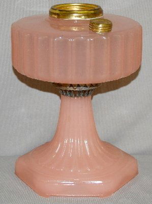 Aladdin B-116 Rose Moonstone "Corinthian" Lamp: Aladdin B-116 Rose Moonstone "Corinthian" Lamp: no burner and pattern connector. 9" T No condition problems.