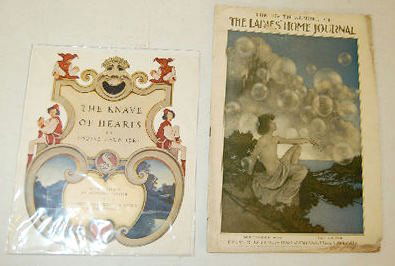 2 Maxfield Parrish Paper Items: 2 Maxfield Parrish Paper Items: 1.) The Ladies Home Journal 1904 magazine, 250th edition with Maxfield parrish Air castles on the cover. 2.) Cover of The Knave of Hearts by Louise Sanders with picture