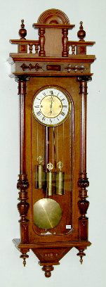 3 Weight Carved Vienna Regulator Clock: 3 Weight Carved Vienna Regulator Clock: Chapter ring w/brass dial; 3 weights and large pendulum; carved case w/glass sides. Not tested. 49 1/2 " T **Please note, this item ships F.O.B. which means you