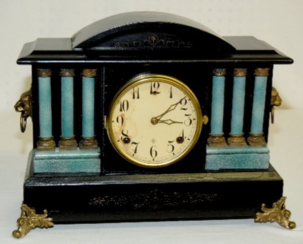 Gilbert Enameled Wood Case Mantel Clock, T & S