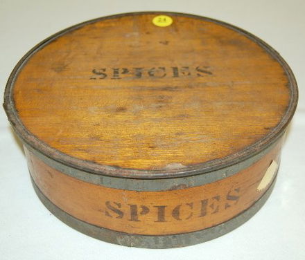 24 9pc Antique Round Wooden Spice Box Set Nov 17 2012 Tom Harris Auctions In Ia