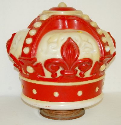 Red Crown Gas Milk Glass Gas Pump Shade: Crown Gas Milk Glass Pump Shade: red and white; circa 1940's. 18"T x 15"W