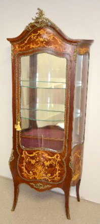Antique French Inlaid Curio Cabinet W/ Cherubs - Antique French Inlaid Curio Cabinet W/ Cherubs